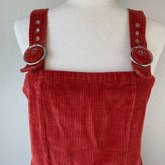 Justify Burnt Orange Corduroy Midi Dress Size M EUC - Picture 2 of 7